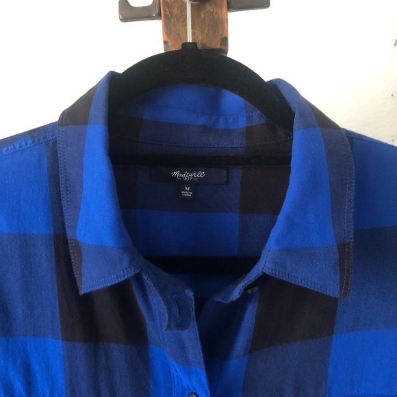 Madewell Women's Blue Plaid Flannel - Picture 3 of 3